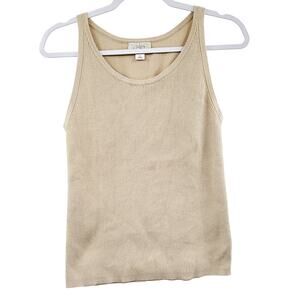 Ann Taylor LOFT Beige Tan Knit Ribbed Tank Top Sleeveless Women’s Size M